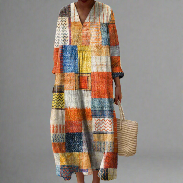 Hazel | Patchwork Harmony Boho Maxi Dress